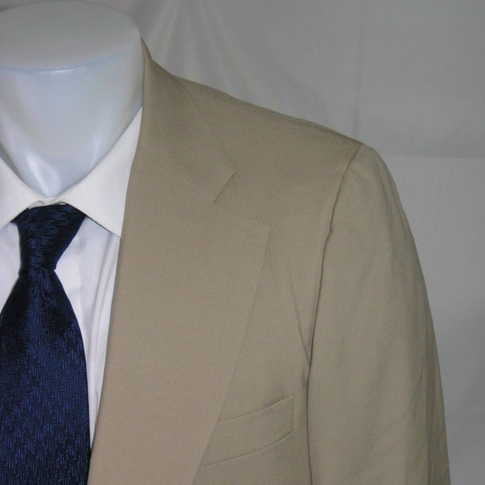 Dunhill Bespoke Vintage Solid Barathea Beige Two Button Sport Coat 40R